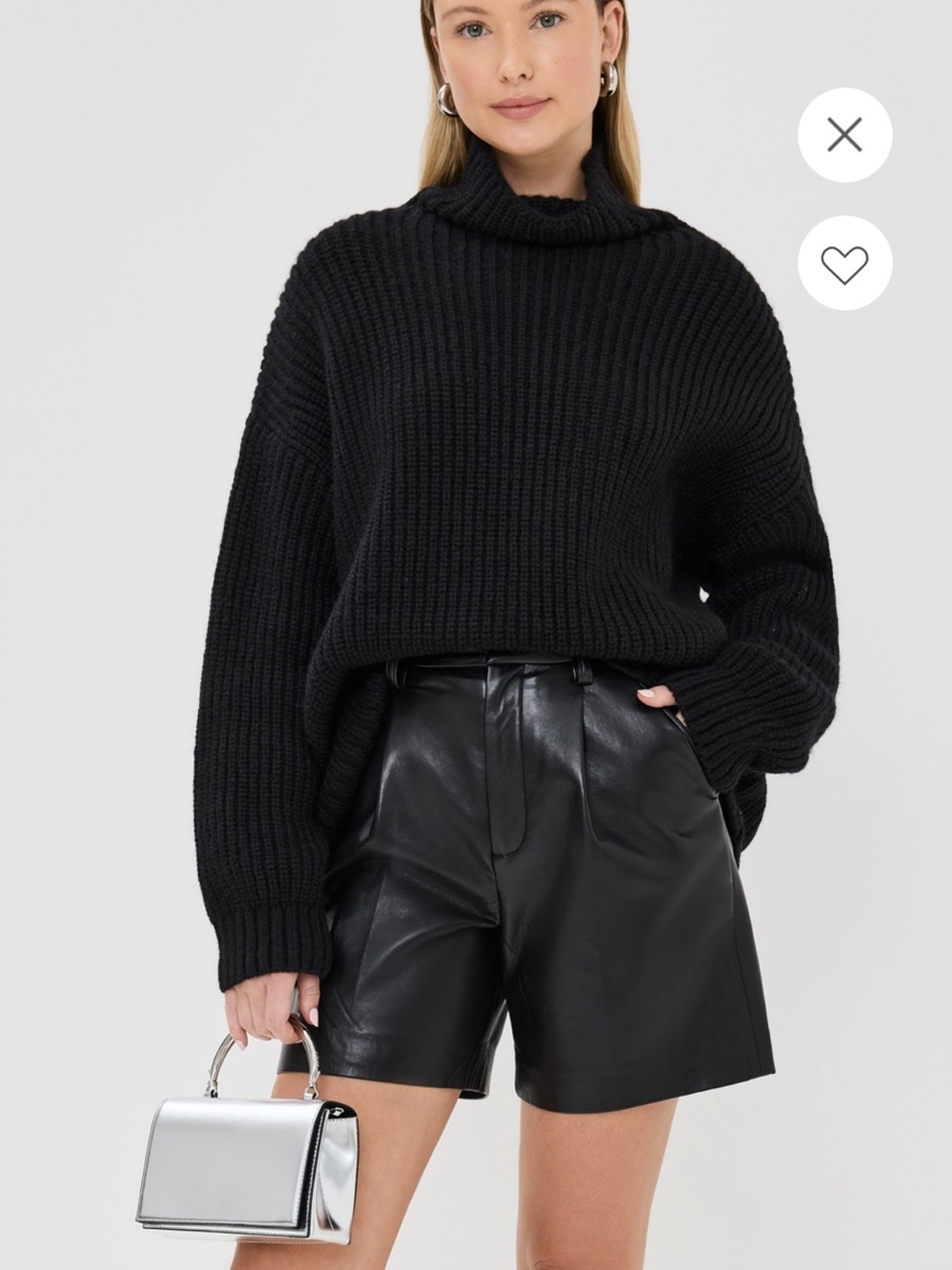 Anine Bing Sydney Black Ribbed Turtleneck Sweater size L NWT